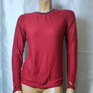 Red‎ Fitted Crew Neck Long Sleeve Tee